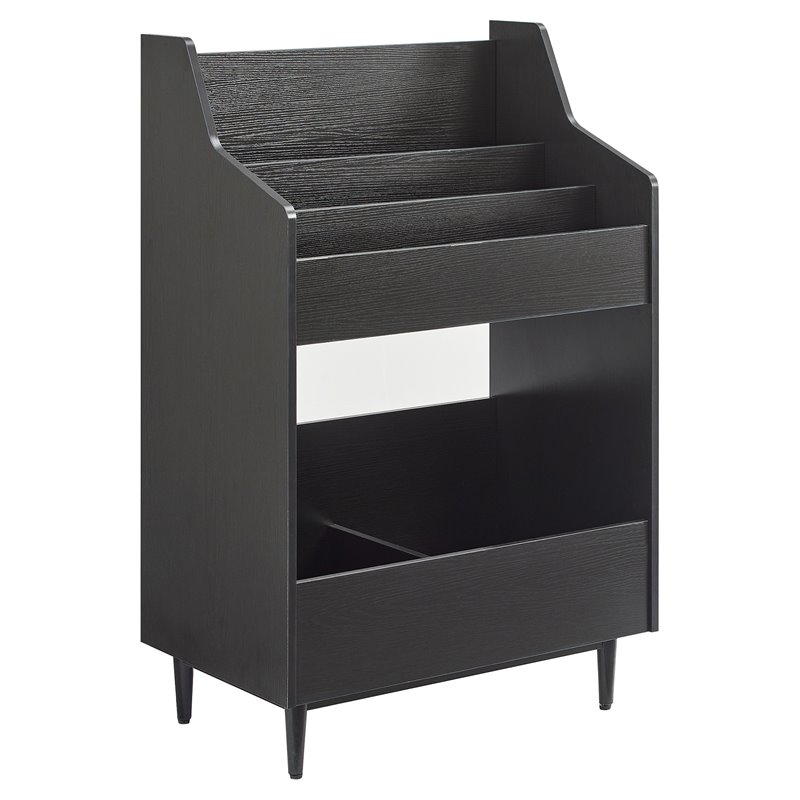 Pemberly Row 2-Shelf Mid-Century Wood Storage Stand in Black