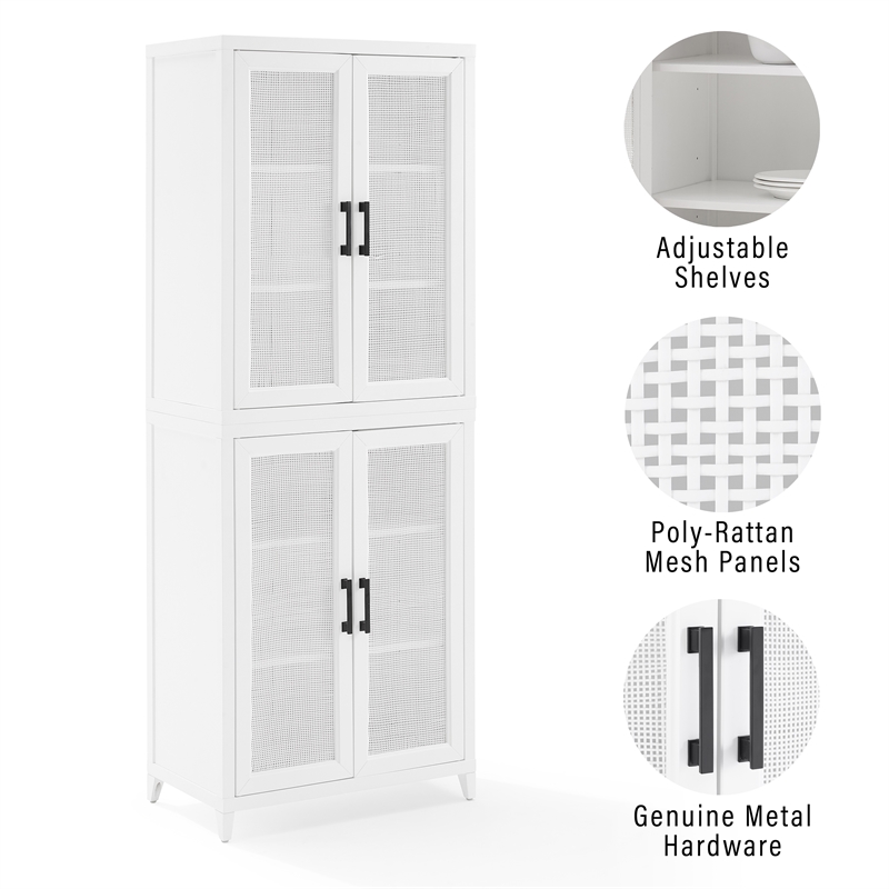 Pemberly Row Modern Wood Stackable Storage Pantry in White (Set of 2)
