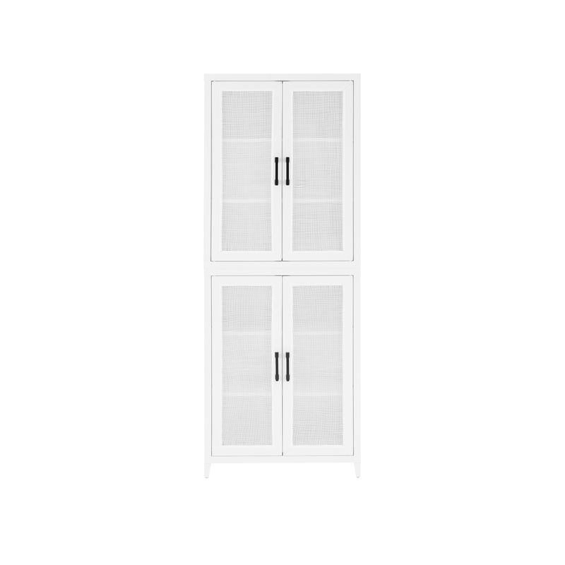 Pemberly Row Modern Wood Stackable Storage Pantry in White (Set of 2)