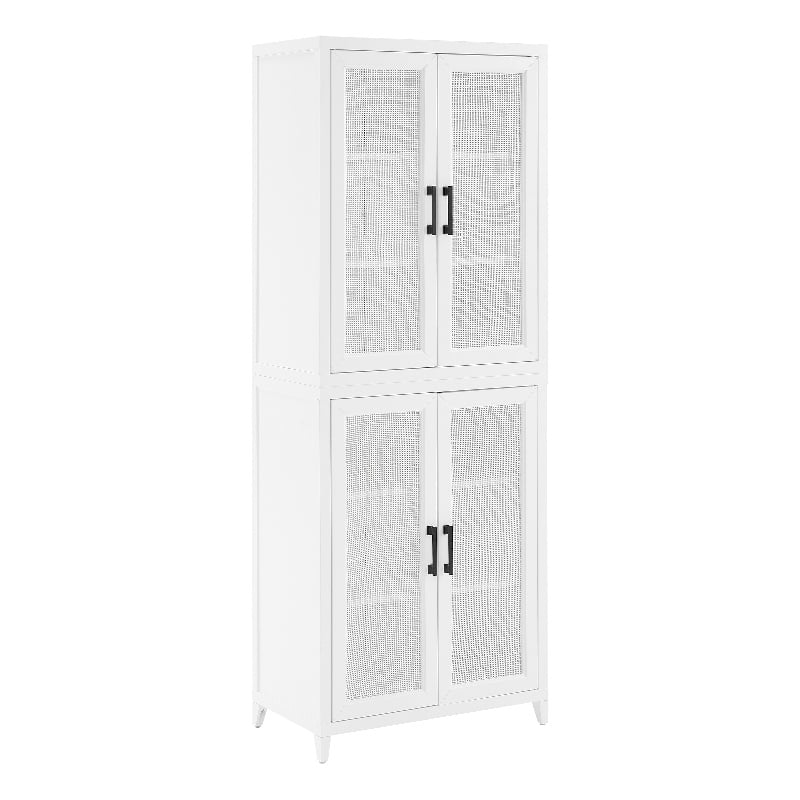 Pemberly Row Modern Wood Stackable Storage Pantry in White (Set of 2)