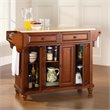 Pemberly Row Modern Natural Wood Top Kitchen Island in Cherry