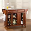 Pemberly Row Modern Gray Granite Top Kitchen Island in Cherry