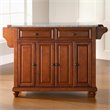 Pemberly Row Modern Gray Granite Top Kitchen Island in Cherry