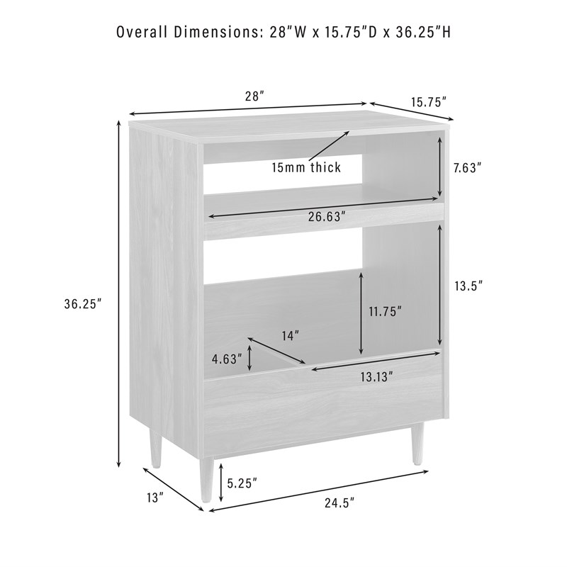 Pemberly Row Modern Wood Record Player Stand with Shelves in Walnut