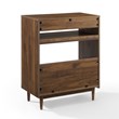 Pemberly Row Modern Wood Record Player Stand with Shelves in Walnut