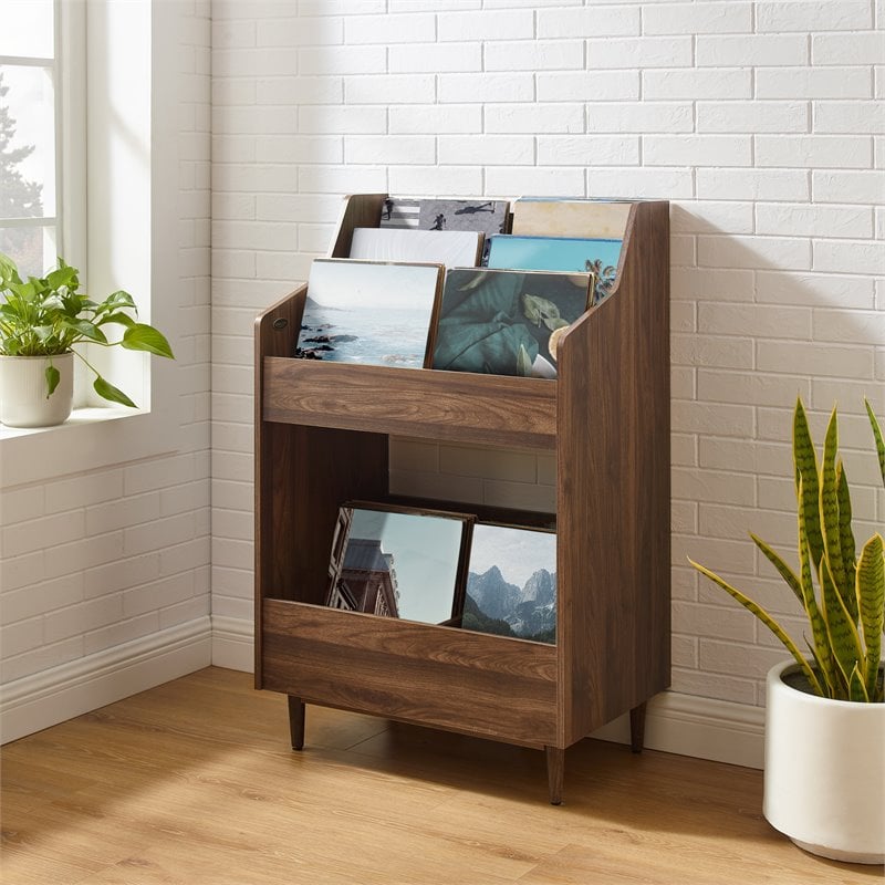 Pemberly Row 2-Shelf Mid-Century Wood Storage Stand in Walnut