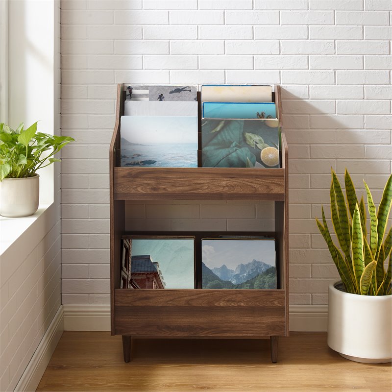 Pemberly Row 2-Shelf Mid-Century Wood Storage Stand in Walnut