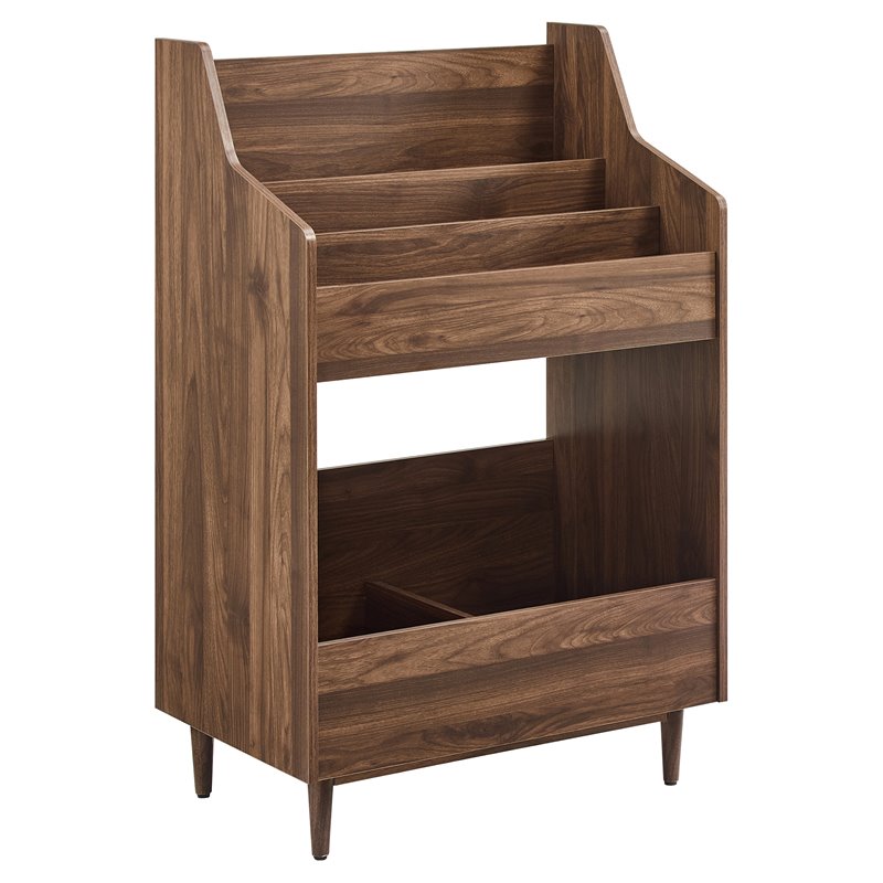 Pemberly Row 2-Shelf Mid-Century Wood Storage Stand in Walnut