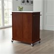 Pemberly Row Wood/Granite Kitchen Cart with Drawer in Mahogany