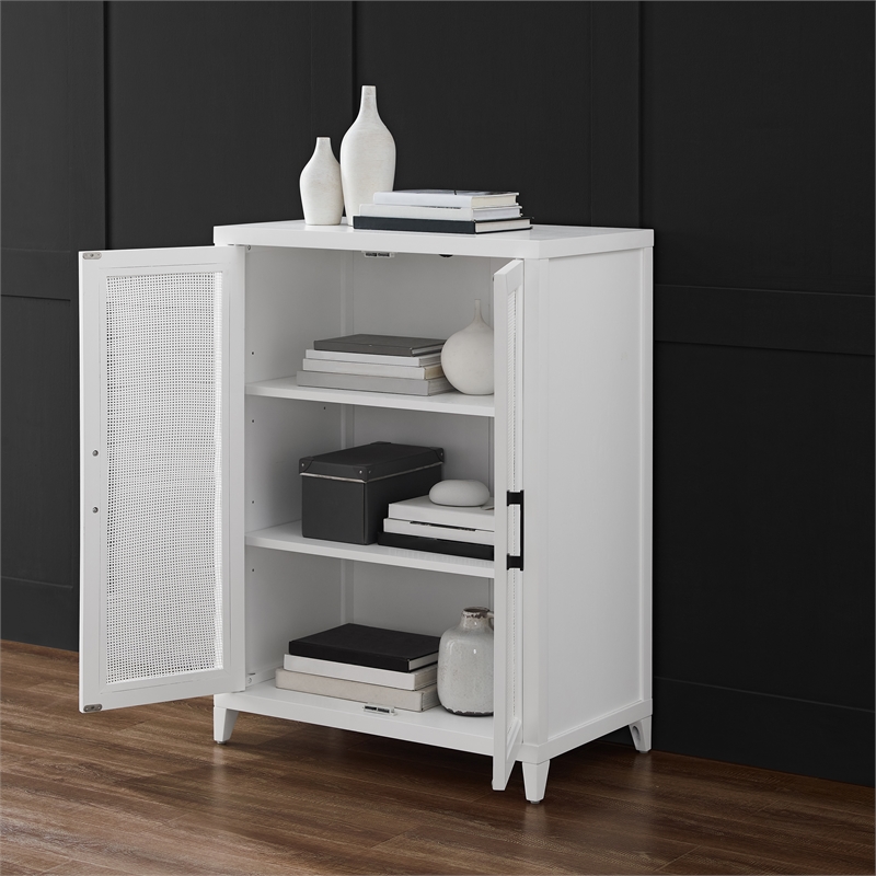 Pemberly Row Stackable Modern Wood Storage Pantry with Shelves in White