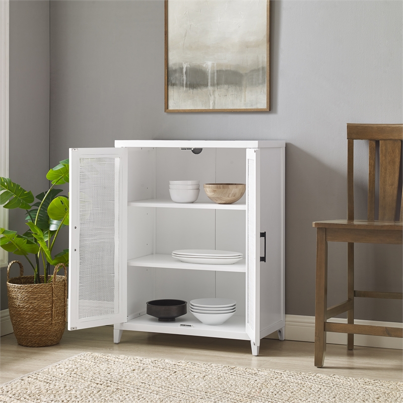 Pemberly Row Stackable Modern Wood Storage Pantry with Shelves in White