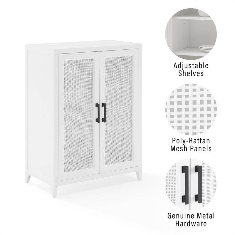 Pemberly Row Stackable Modern Wood Storage Pantry with Shelves in White