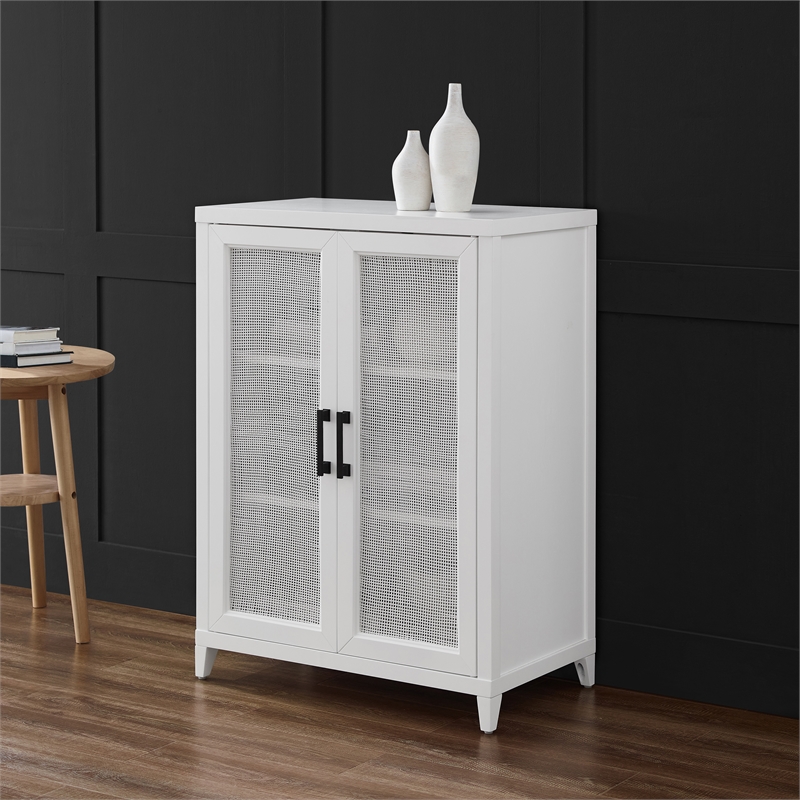 Pemberly Row Stackable Modern Wood Storage Pantry with Shelves in White