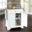 Pemberly Row Gray Granite Top Portable Kitchen Island in White