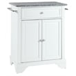 Pemberly Row Gray Granite Top Portable Kitchen Island in White