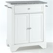 Pemberly Row Gray Granite Top Portable Kitchen Island in White