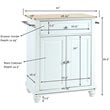 Pemberly Row Natural Wood Top Portable Kitchen Island in White