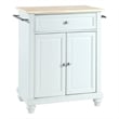 Pemberly Row Natural Wood Top Portable Kitchen Island in White