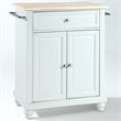 Pemberly Row Natural Wood Top Portable Kitchen Island in White