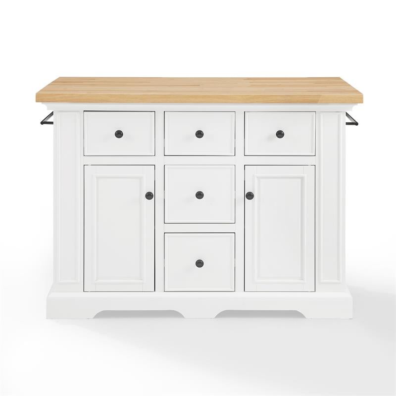 Pemberly Row Transitional Wood Kitchen Island in White/Natural