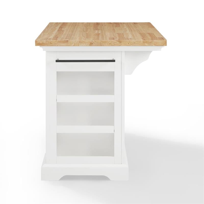Pemberly Row Transitional Wood Kitchen Island in White/Natural