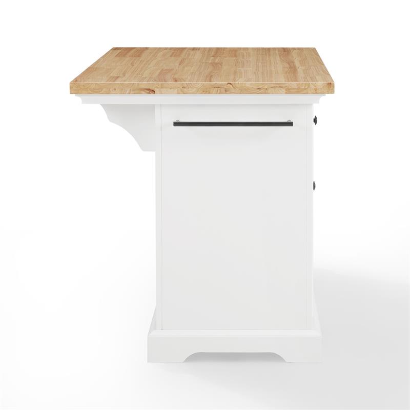Pemberly Row Transitional Wood Kitchen Island in White/Natural