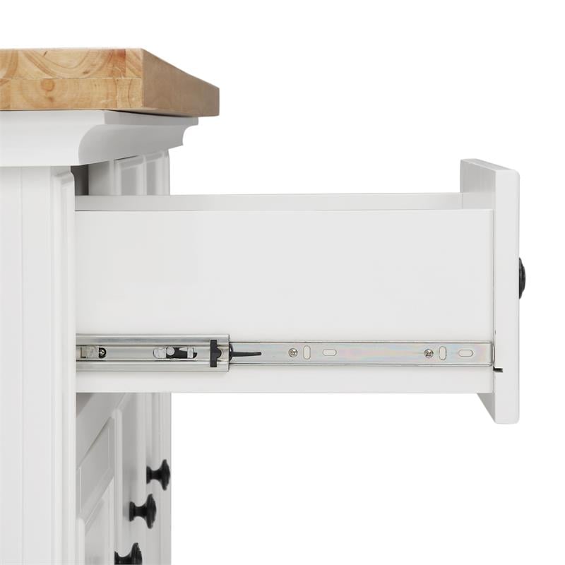 Pemberly Row Transitional Wood Kitchen Island in White/Natural