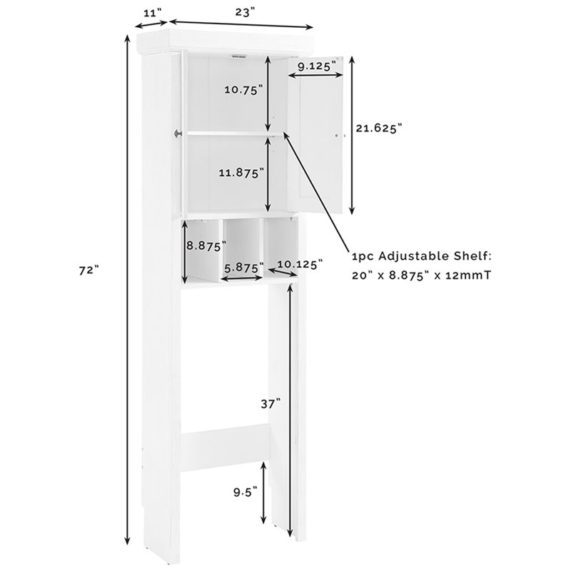 Pemberly Row 2-Door Coastal Wood Spacesaver in Distressed White