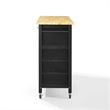Pemberly Row Contemporary Wood Top Kitchen Island Cart in Black
