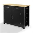 Pemberly Row Contemporary Wood Top Kitchen Island Cart in Black