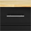 Pemberly Row Contemporary Wood Top Kitchen Island Cart in Black