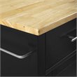 Pemberly Row Contemporary Wood Top Kitchen Island Cart in Black