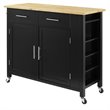 Pemberly Row Contemporary Wood Top Kitchen Island Cart in Black