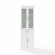 Pemberly Row 2-Cabinet Traditional Wood Pantry in White/Chrome