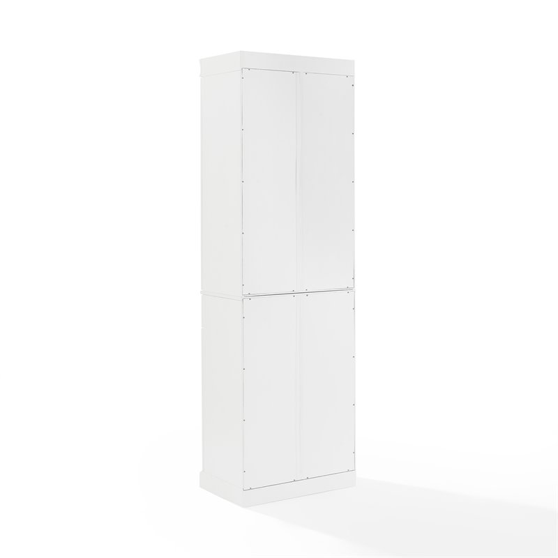 Pemberly Row 2-Cabinet Traditional Wood Pantry in White/Chrome
