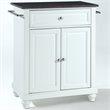 Pemberly Row Black Granite Top Portable Kitchen Island in White