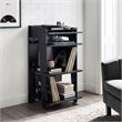 Pemberly Row Modern Wood Turntable Stand with Shelves in Black