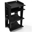 Pemberly Row Modern Wood Turntable Stand with Shelves in Black