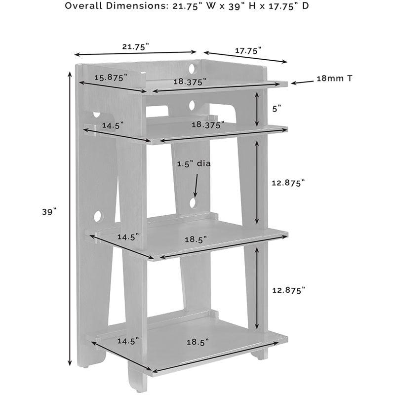 Pemberly Row Modern Wood Turntable Stand with Shelves in Black