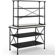 Pemberly Row 2-Piece Metal/Faux Marble Bakers Rack in Matte Black/White