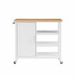 Pemberly Row 1-Door Modern Wood Kitchen Island in White/Natural