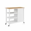 Pemberly Row 1-Door Modern Wood Kitchen Island in White/Natural