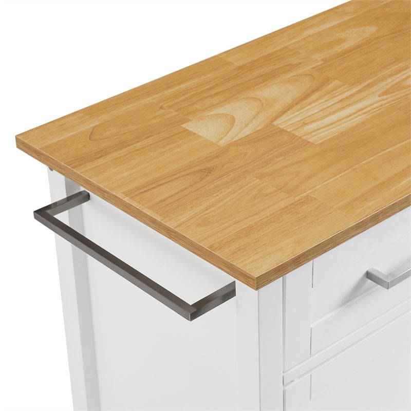 Pemberly Row 1-Door Modern Wood Kitchen Island in White/Natural