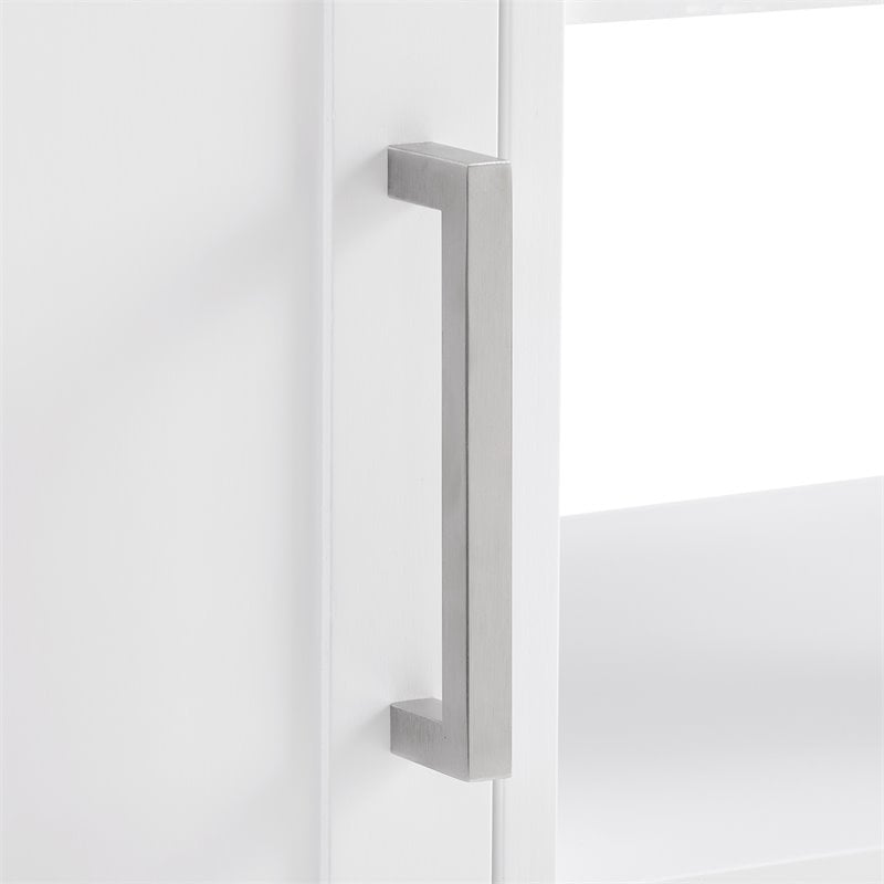 Pemberly Row 1-Door Modern Wood Kitchen Island in White/Natural