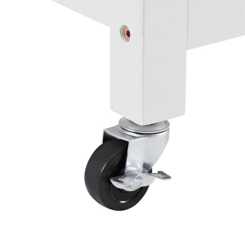 Pemberly Row 1-Door Modern Wood Kitchen Island in White/Natural