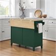 Pemberly Row Traditional Wood Drop Leaf Kitchen Island in Emerald/Natural