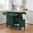 Pemberly Row Traditional Wood Drop Leaf Kitchen Island in Emerald/Natural
