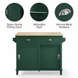 Pemberly Row Traditional Wood Drop Leaf Kitchen Island in Emerald/Natural