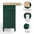 Pemberly Row Traditional Wood Drop Leaf Kitchen Island in Emerald/Natural