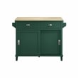 Pemberly Row Traditional Wood Drop Leaf Kitchen Island in Emerald/Natural